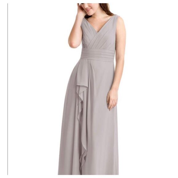 Azazie Kori Formal Gray V Neck Dress 14 NWT - Picture 1 of 5